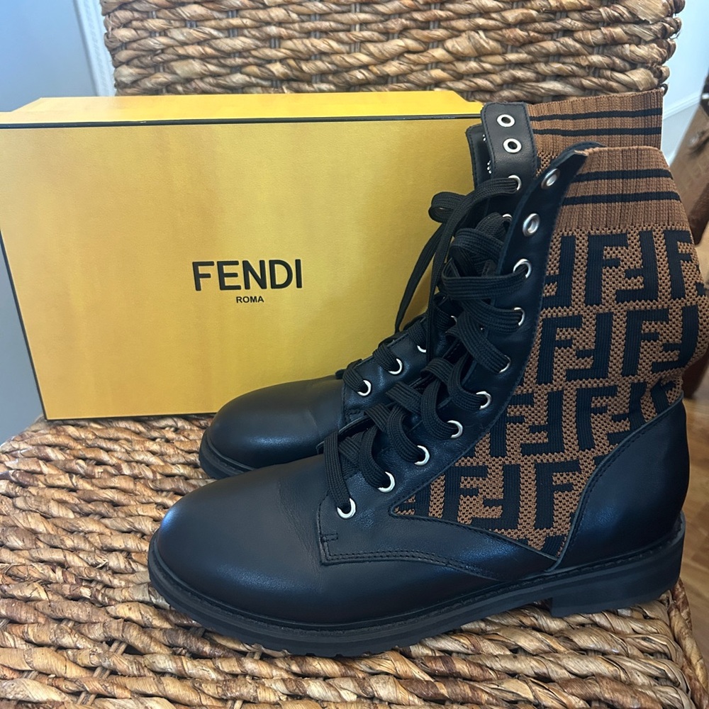 Fendi Black and Brown Ankle Boots